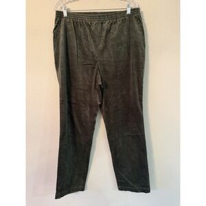 Appleseeds Petites 14 Corduroy Pants Olive Green Flat Front Slash Pocket
